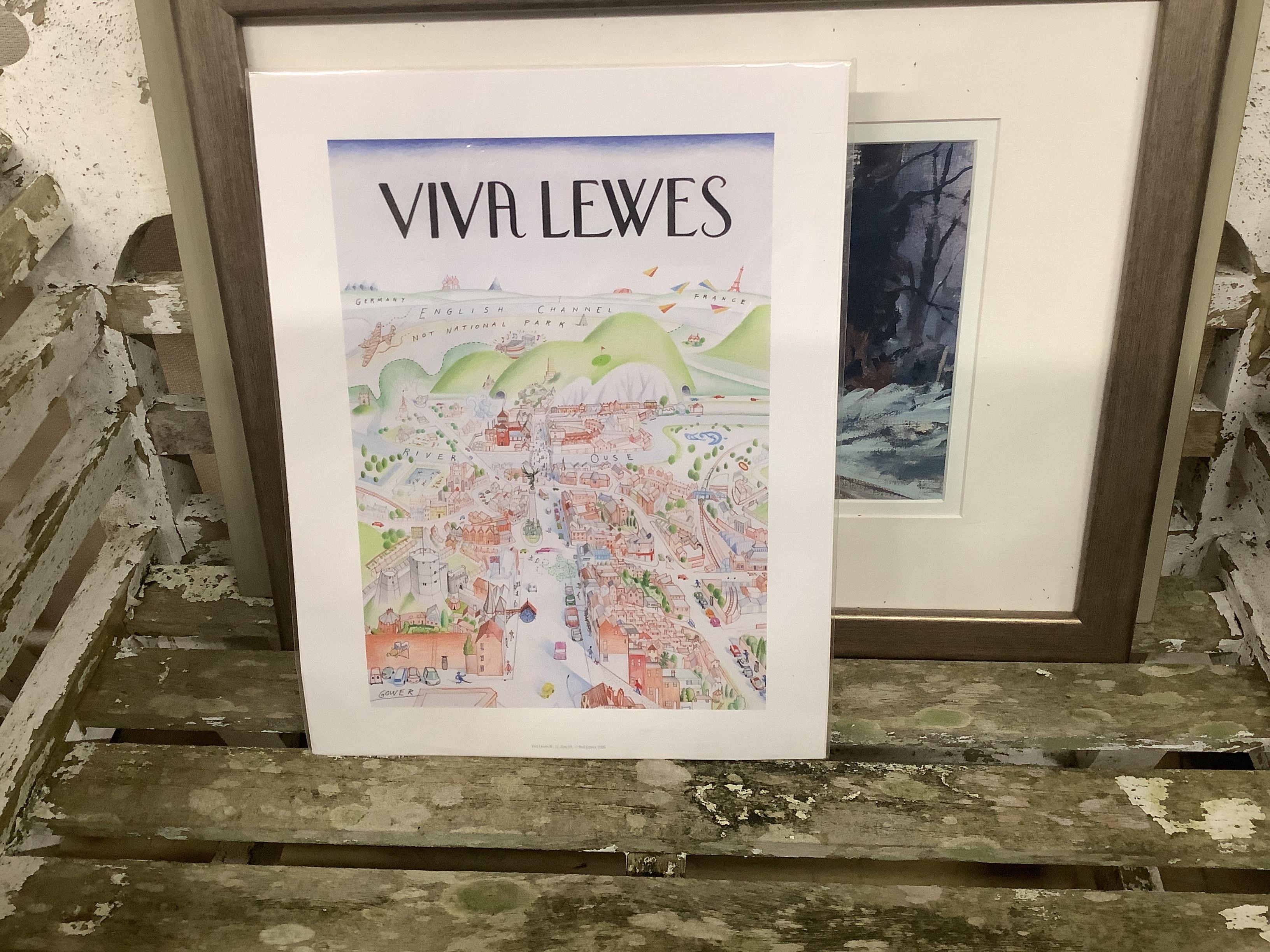 Andy Shattock (Modern British), limited edition print, Venice, signed in pencil 7/50, together with five other oils watercolours and prints